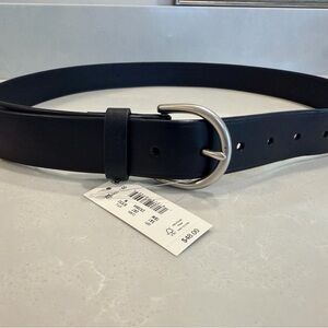 Madewell Midnight Leather Belt with Silver-Tone Buckle